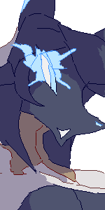 Headshot of Nyx, who bears no relation to another fox with glowy bits